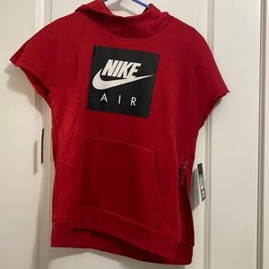 Nike Air Youth Big KID Brushed-Back Fleece Short-Sleeve Hoodie XL Red NEW